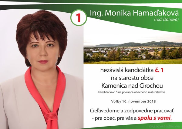 Ing. Monika Hamaďaková, rod. Daňová – volebný program